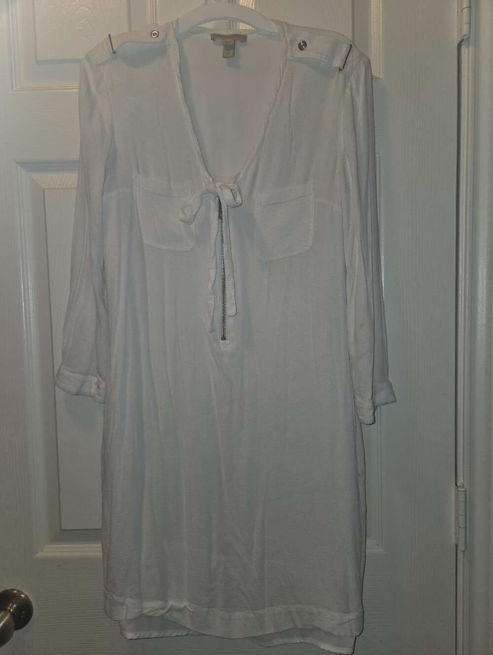 Burberry Brit Off White Half Zip Shirt Dress Mini